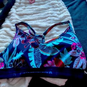 PINK floral sports bra